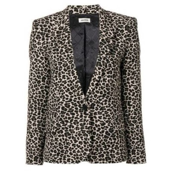 Zadig & Voltaire Victor Leopard Blazer Jacket One Button Size Small - Picture 1 of 14